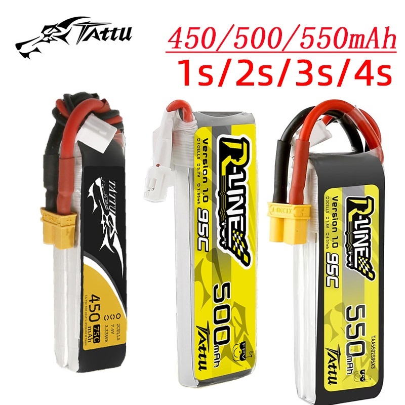 Drone Battery 4S - 3Pcs NEUE TATTU 450/500/550mAh 75/95C 3,7/3,8/7,4/11,1/14,8