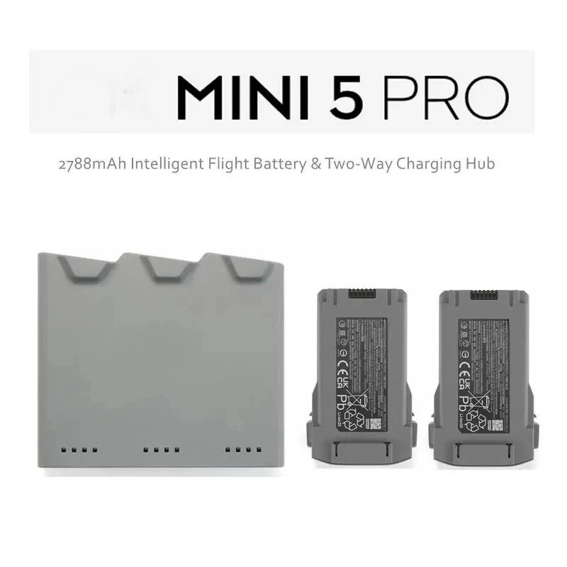 Drone Battery Li-Ion - 2788mAh Mini 5 Pro Drohnenakku Zwei-Wege-Ladehub-Ladegerät